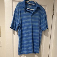Under Armour HeatGear Blue Striped XL Short Sleeve Loose Polo Shirt Men