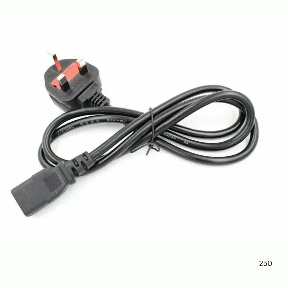 1m/2m/3m/5m Right Angle Figure 8 Fig of 8 Lead Cable C7 to UK Plug Power Cord - Image 2 of 4