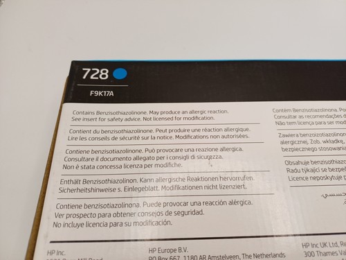 Genuine HP 728 300ML Extra High Capacity Cyan Ink Cartridge F9K17A Designjet - Picture 3 of 3