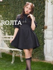 ROJITA Black Lace Ruffle Top with Heart Charm Size F 33.1 Length Japan