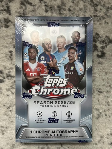 2025-26 Topps Chrome UEFA Club Competitions Soccer Hobby Box Factory Sealed