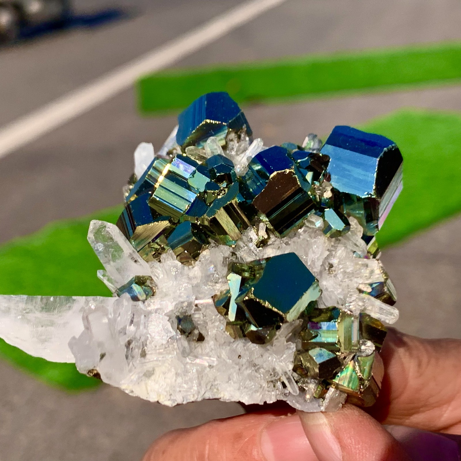 133G Natural colorful chalcopyrite clear Cluster coexisting crystal mineral