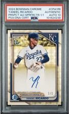 Yandel Ricardo 2024 Bowman Chrome 1st Superfractor Auto 1/1 PSA Auth/10 Royals