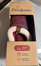 NIB Dearfoams Memory Foam Slippers Ladies Sz 11-12Cranberry Warm Comfort NEW