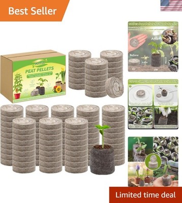 100 Pcs 50mm Peat Pellet Fiber Soil Plant Seed Starters - Plugs Pallet Seedli...