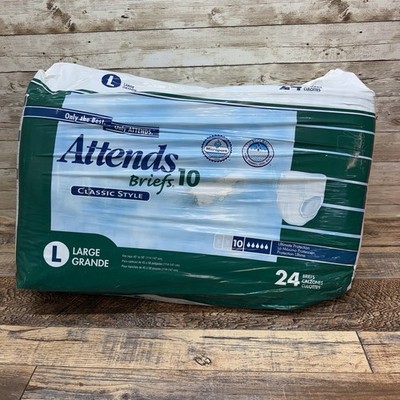 Vintage 24 Large Attends Briefs #10 Adult Diapers Plastic Back