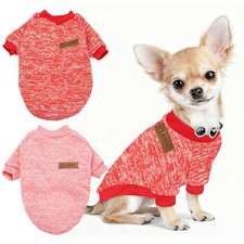 Dog Classic Sweater for Small Dogs(S, Red/Pink, 2Pcs)