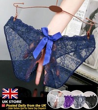 Lace Crotchless Open Crotch Bow Panties Women's Sexy Day/Night Lingerie Panty UK