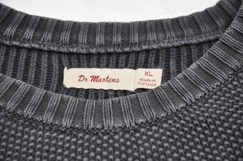 Dr Martens Sweater Mens XL Gray Waffle Knit Pullover Crewneck Portugal Boot Logo - Picture 2 of 11