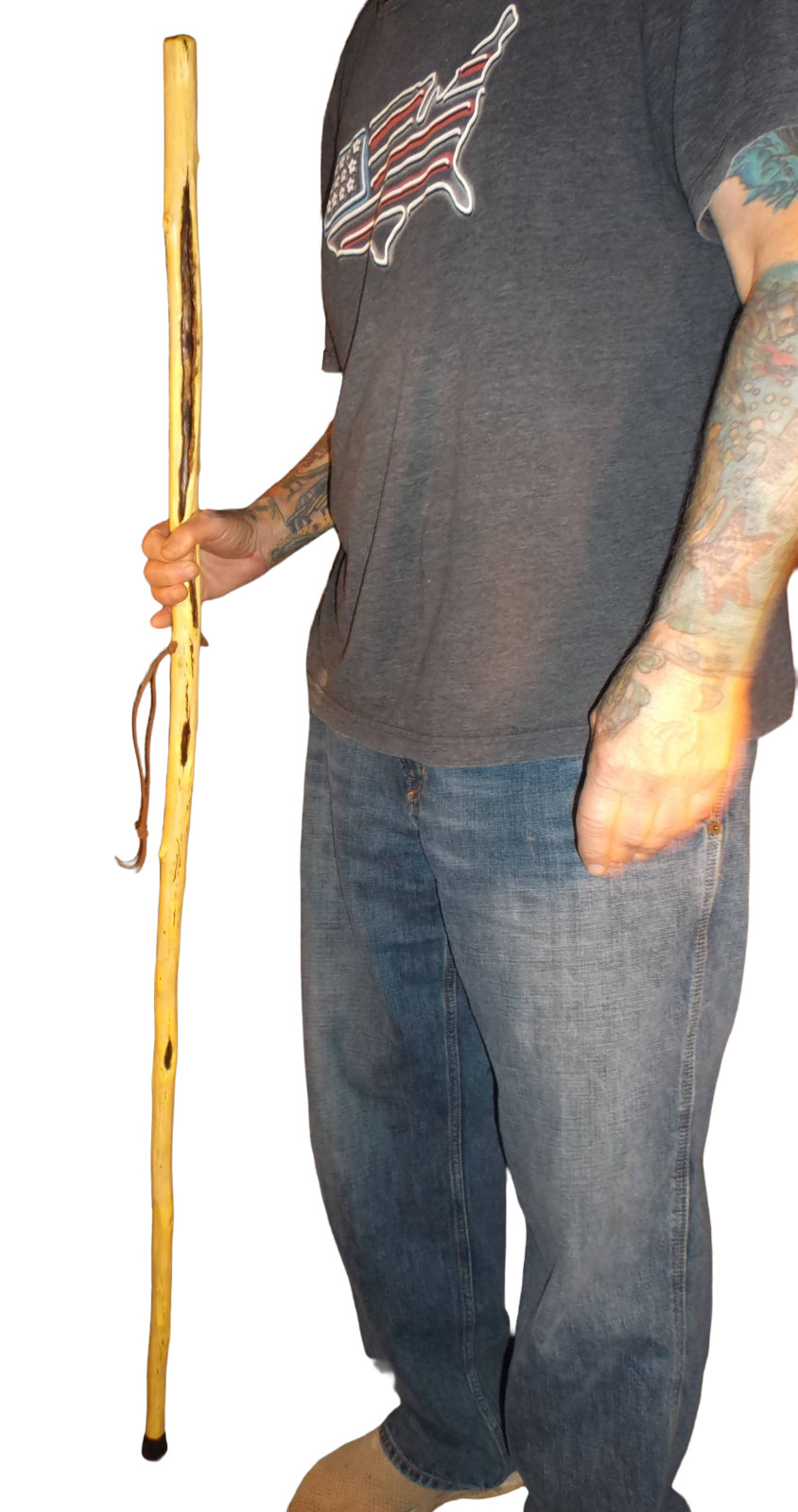 Tennessee Walking Stick- Wood Hiking Stick Staff Hike Pole Hand Carved Cane #95