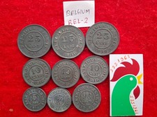 WC2: BEL2- BELGIUM ANCIENT COINS- 1910s, 25, 10 and 5 cents (9 COINS)