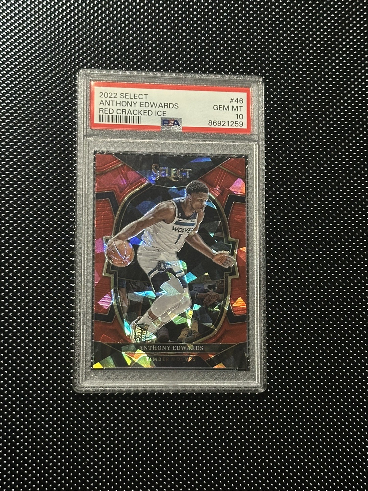 Anthony Edwards 2022 Panini Select #46 Red Cracked Ice PSA 10 - Timberwolves 