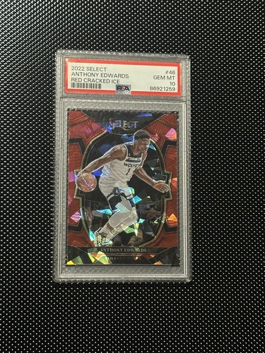 Anthony Edwards 2022 Panini Select #46 Red Cracked Ice PSA 10 - Timberwolves 