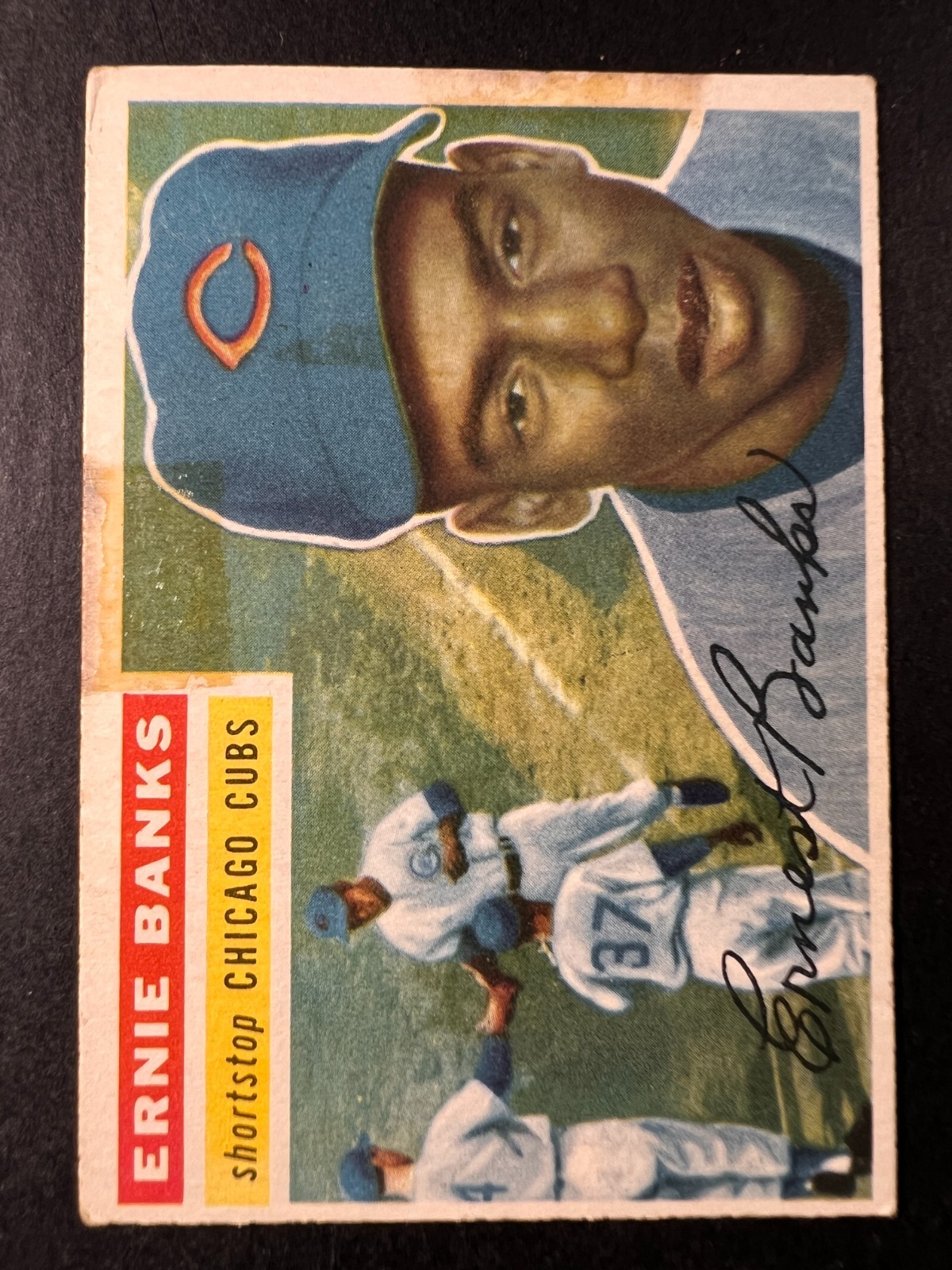1956 Topps Ernie Banks #15 tape residue white back