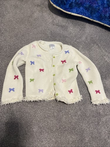 Youth Girls Cardigan Sweater White Talbots Kids Size 5 Buttons - Picture 1 of 4