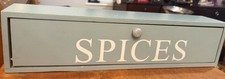 Vintage Grey Refurbished Woode Hand Painted Spice Organiser Kitchen Storage Box