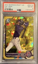 2022 Bowman Draft Sapphire Zac Veen Yellow /99 Colorado Rockies PSA 8