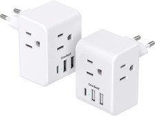 2 Pack European Travel Plug Adapter 3 Outlet 3 USB 1 Type C EU Spain Italy
