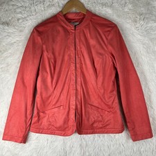 Chico's 1 M Solid Orange Faux Suede Hook Eye Long Sleeve Lined Jacket Blazer