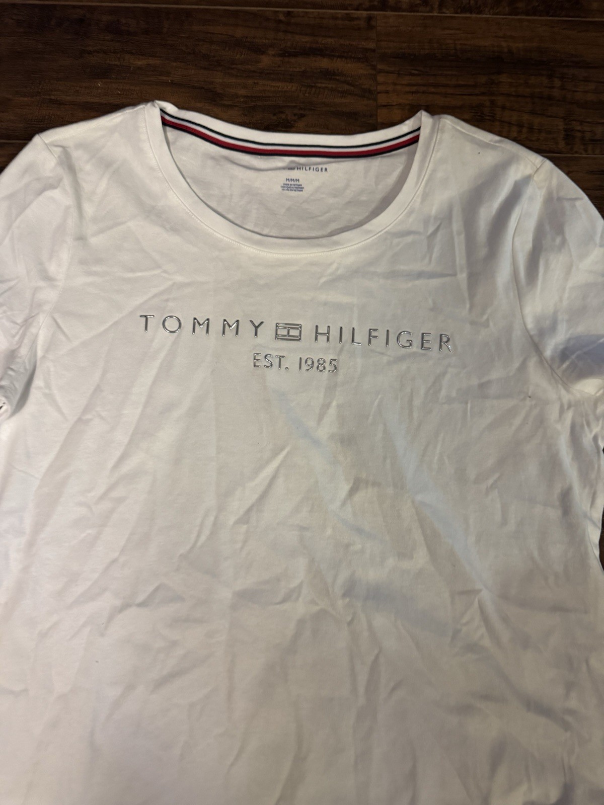 Tommy Hilfiger Women's Embossed Graphic Shirt White Sz:m thumbnail 2