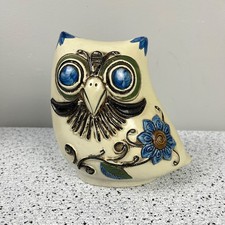 Vintage Collegiate Chalkware Owl Piggy Bank Hand Painted Japan Mid Century