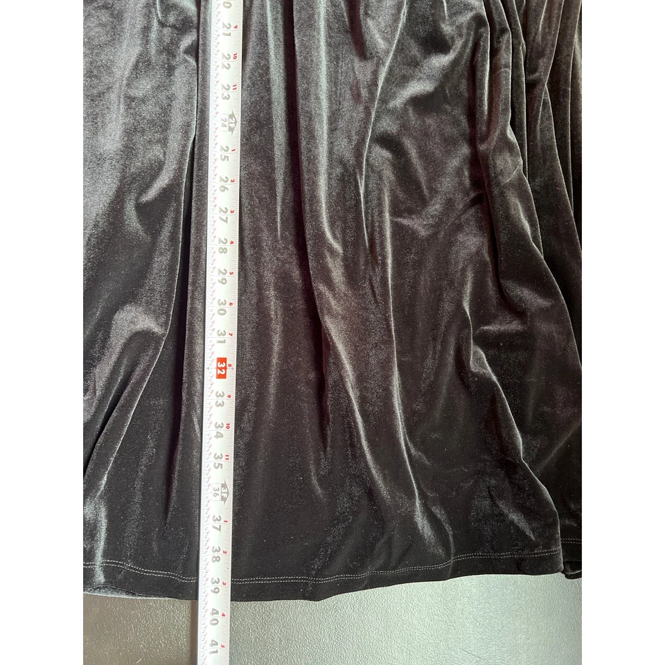 Ava & Viv 连衣裙女式 1X 黑色丝绒及膝玫瑰口袋鸡尾酒新品 — 第 3/4 张图片