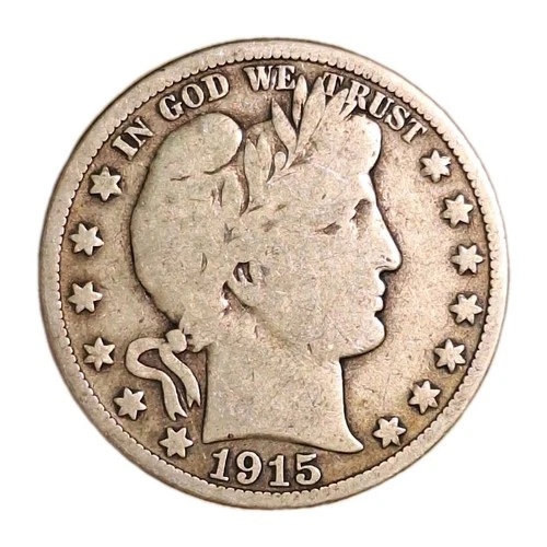Nicely Circulated 1915-S Barber Silver Half Dollar Last Year Lower Mintage Year!