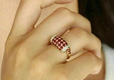 2Ct Round Ruby & Lab Created Diamond Engagement 14K Yellow Gold Plated Ring