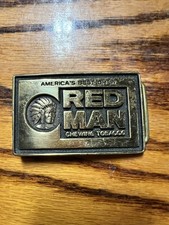 RED MAN Chewing Tobacco BTS Solid Brass Vintage Belt Buckle America s Best