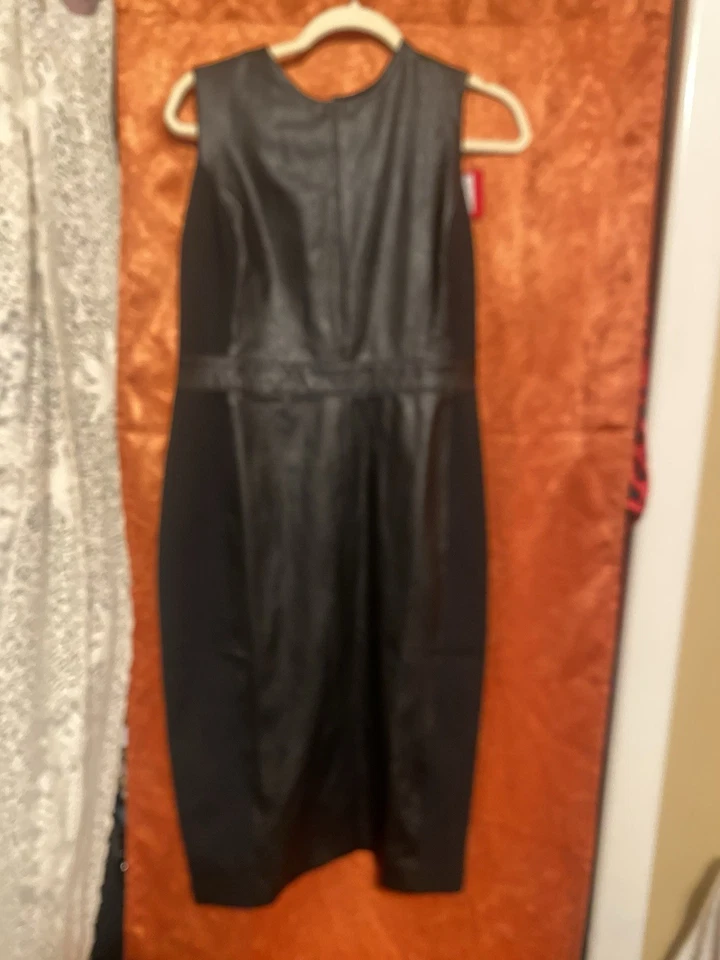 NWT Spanx Faux Leather Combo Fitted Sheath Luxe Black Dress M - Image 2 of 3