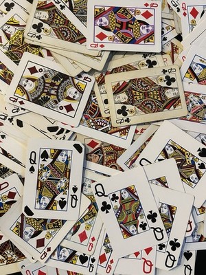 100 Single Swap Playing Cards All Queen of Clubs Diamonds Spades VTG to Modern