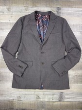 Ted Baker Blazer Mens 4 Gray Hazlnut Sport Coat Jacket Lining Made Portugal