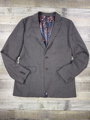 Ted Baker Blazer Mens 4 Gray Hazlnut Sport Coat Jacket Lining Made Portugal
