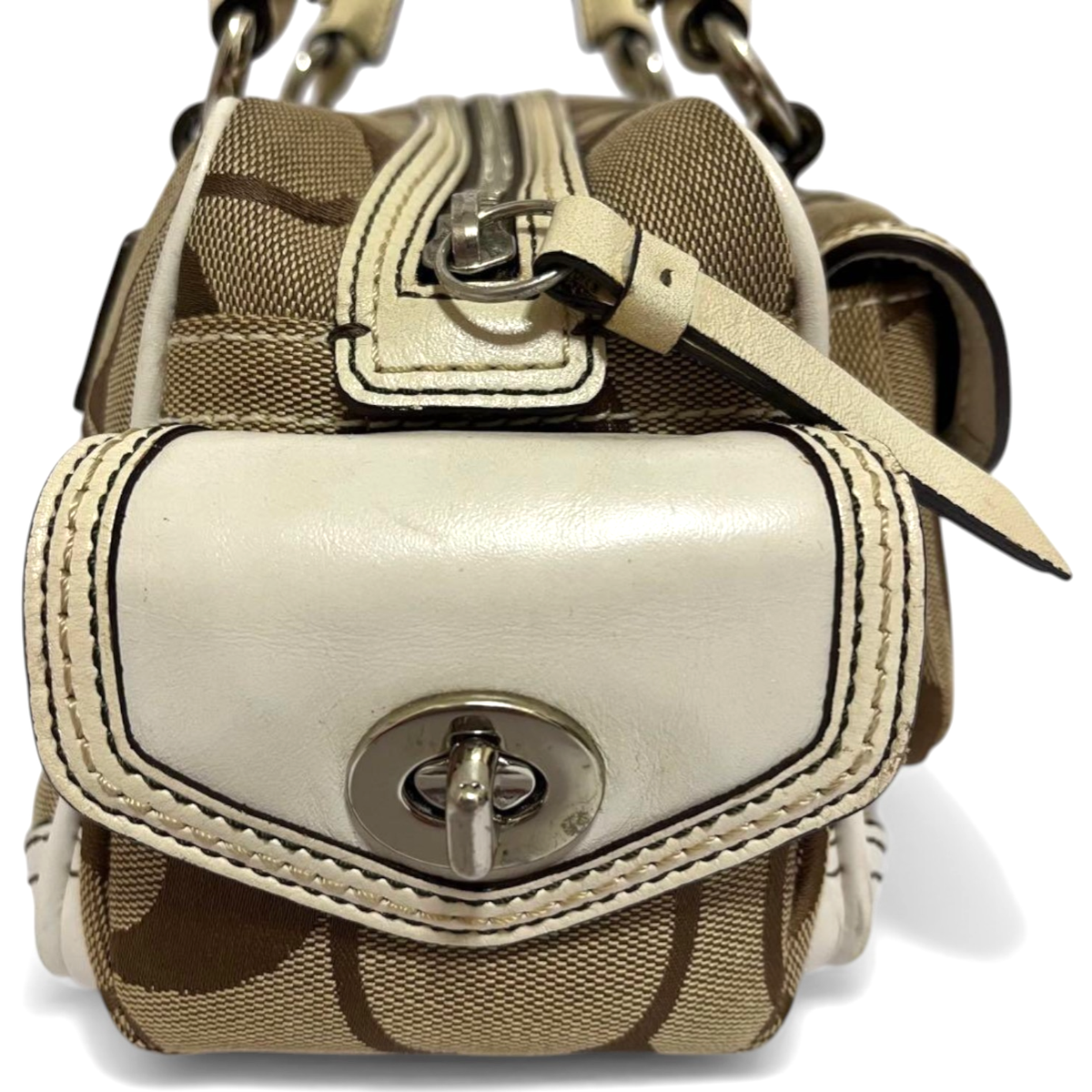 COACH 6231 Signature Canvas Leather Handbag Women Brown Ships