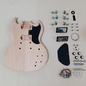 DIY 6 String Electric Guitar Kit Black pickguard Unfinish LY