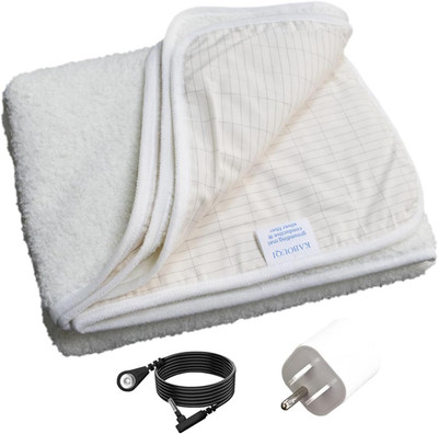 Cozy Grounding Blanket with Plug, 59x78 Inches, Beige - Sleep Better, Feel Energ