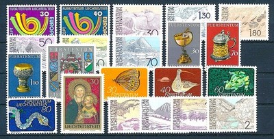 LIECHTENSTEIN - 1973 - SEHR KOMPLETTER JAHRGANG 21 WERTE - VOLLGUMMI POSTFRISCH **
