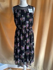 Liu Jo Designer  Black Dress Floral Print Evening Wedding Lace Fits 8/10