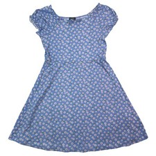 Zunie Floral Pattern Soft Stretchy Blue Casual A-Line Spring Dress Girls M 10-12