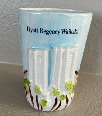 Hyatt Regency Waikiki Ceramic 3D Tiki Mug Souvenir Drink Glass