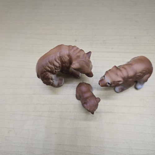 Vintage Miniatura Bone China Set di 3 statuine famiglia orso marrone ceramica - Foto 2 di 9