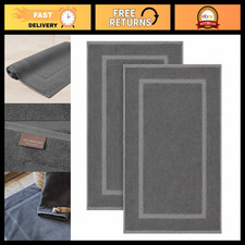 2-Piece 100 Turkish Cotton Bath Mat  Towel Set, Soft Gray, 20x34 Inch