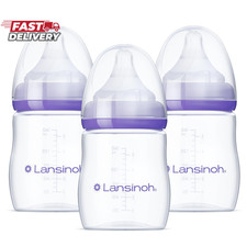 Lansinoh Anti-Colic Baby Bottles, Bpa-Free Plastic, 5 Ounces, 3 Count, Slow Flow