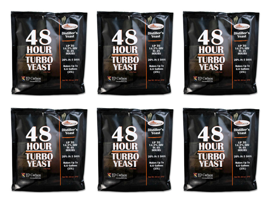 SIX PACKS FERMFAST 48 HOUR TURBO YEAST 14%-20% ALCOHOL WHISKEY STILL THE BEST