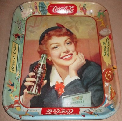 Vintage 1940s Coca Cola Metal Serving Tray Thirst Knows No Season Halloween