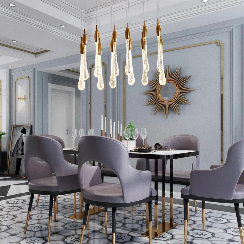 Staircase Pendant Lights Crystal Long Raindrop Chandelier Kitchen Island Lamp - Image 3 of 4