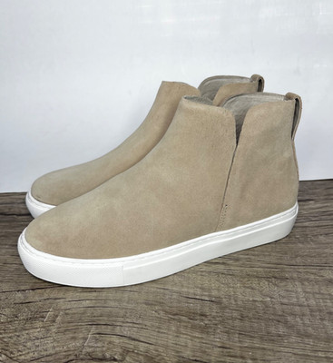 Birdies Falcon Suede Bootie Sneaker Women's 8 Beige Water Resistant Hidden Wedge
