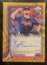 2025 Topps Chrome Spencer Schwellenbach RC Auto Gold Wave /50 Rookie Braves