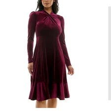 Maison Tara Burgandy Velvet Dress, Brand New, Long Sleeve Dress, Cocktail Party