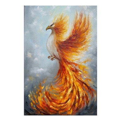 Original Art Phoenix Oil Painting Firebird on Canvas Artwork Fiery